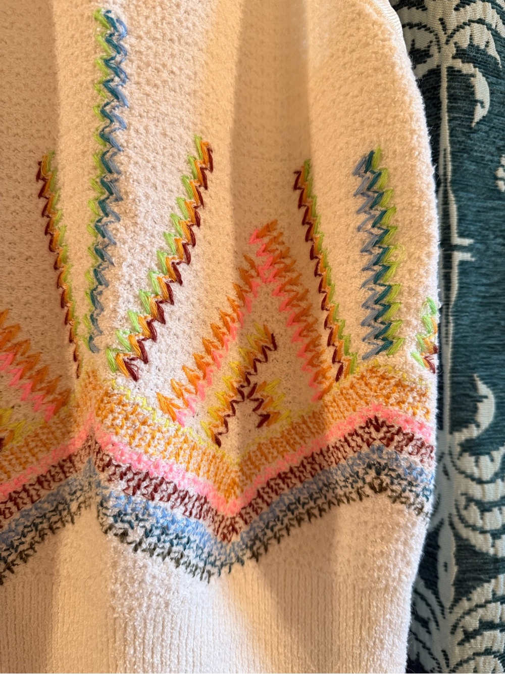 Anthropologie Sunrise Sweater Tank Top - Neutral Cream With Colorful Embroidory - Picture 7 of 10